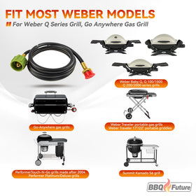 MixRBBQ adapter hose compatible with Weber Traveler and Go-Anywhere grills, 6 feet