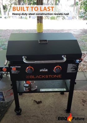 MixRBBQ ergonomic hands-free handle enables one-handed lid handling while you cook.
