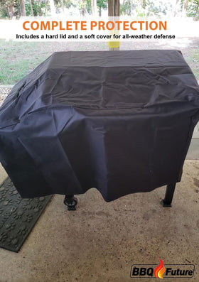 MixRBBQ heavy-duty coated steel lid resists rust and weather exposure for outdoor use.