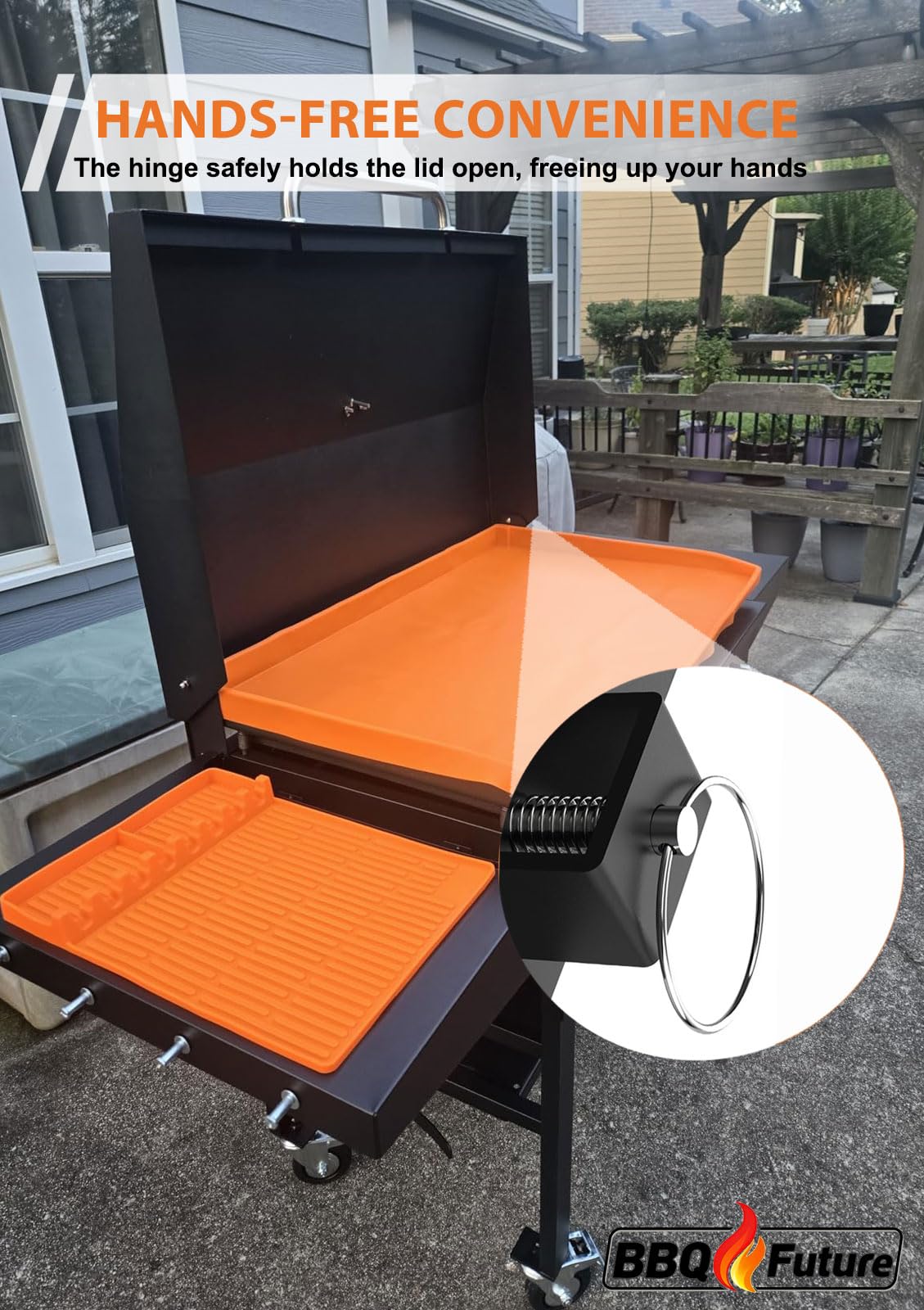 MixRBBQ lid with integrated thermometer lets you monitor cooking temperatures at a glance.