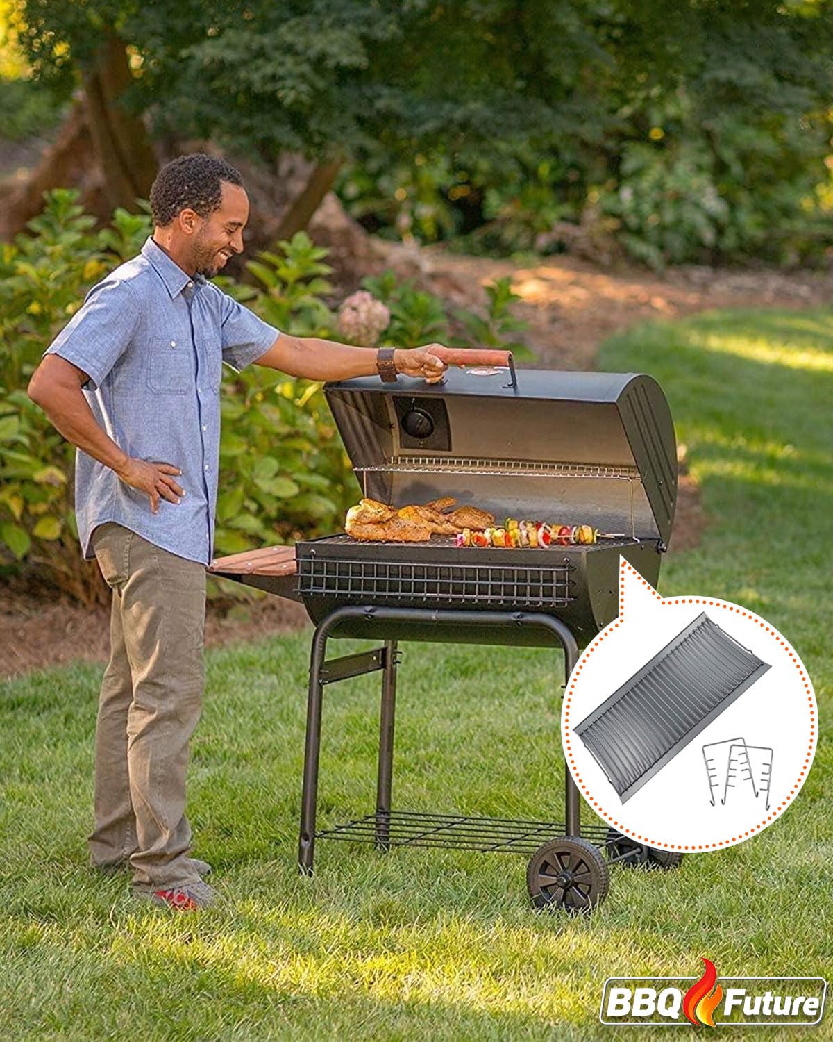 Close-up highlight of rust-resistant porcelain-coated steel in MixRBBQ pan