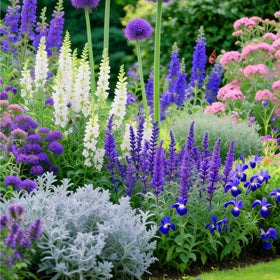 Mixrug butterfly bush seeds pack shows vibrant purple blooms for a colorful garden border.