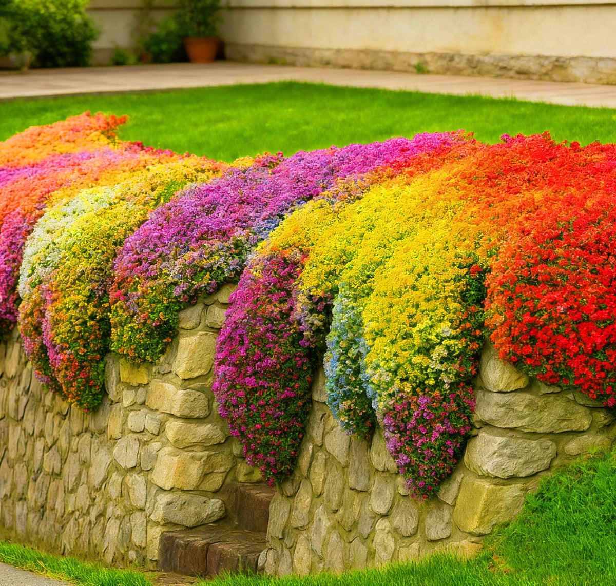 Mixrug Creeping Thyme forms dense ground cover for low-maintenance gardens.