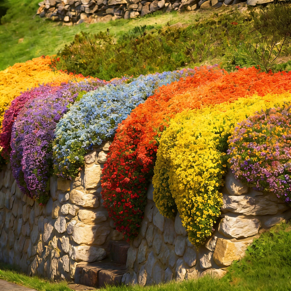Mixrug Creeping Thyme grows in garden beds to create even coverage.