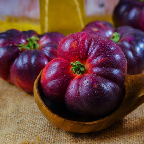 Mixrug Dwarf Cherokee heirloom tomatoes on vine highlight classic flavor and heritage.