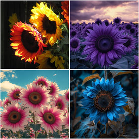Mixrug Exotic giant sunflowers provide dramatic background plantings and privacy borders