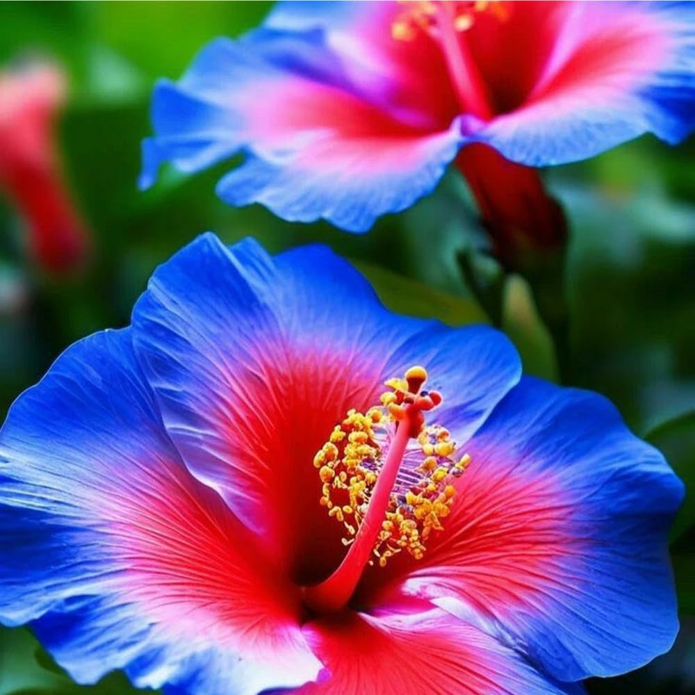 Mixrug hibiscus grown as hedge plants adding year round color and foliage