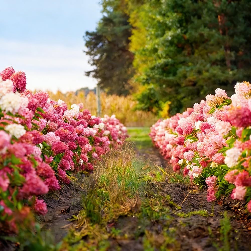 Mixrug hydrangea bloom clusters create dramatic focal points in landscapes