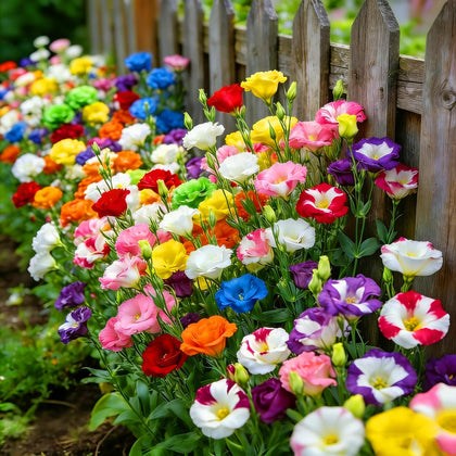 Mixrug lisianthus seeds in mixed colors for vibrant garden borders.