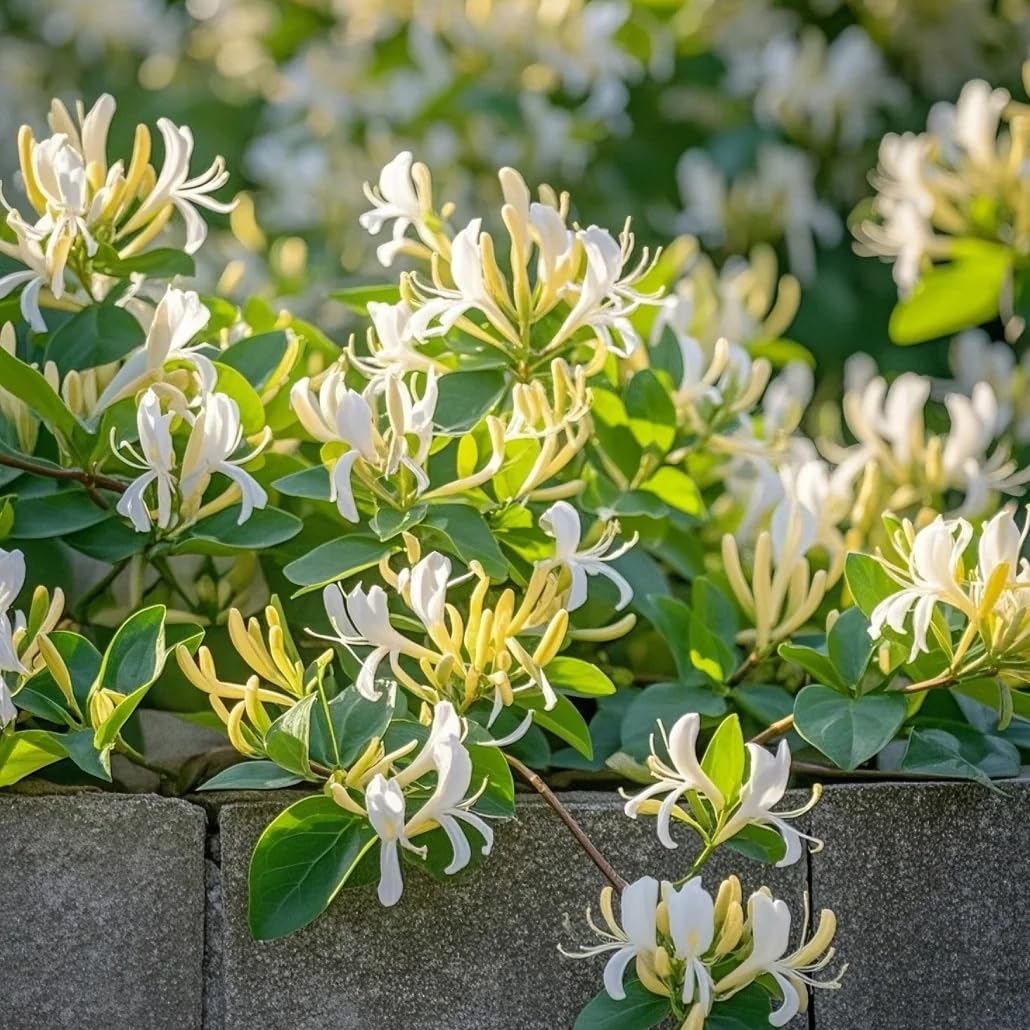 Mixrug honeysuckle grown in containers adding color and fragrance