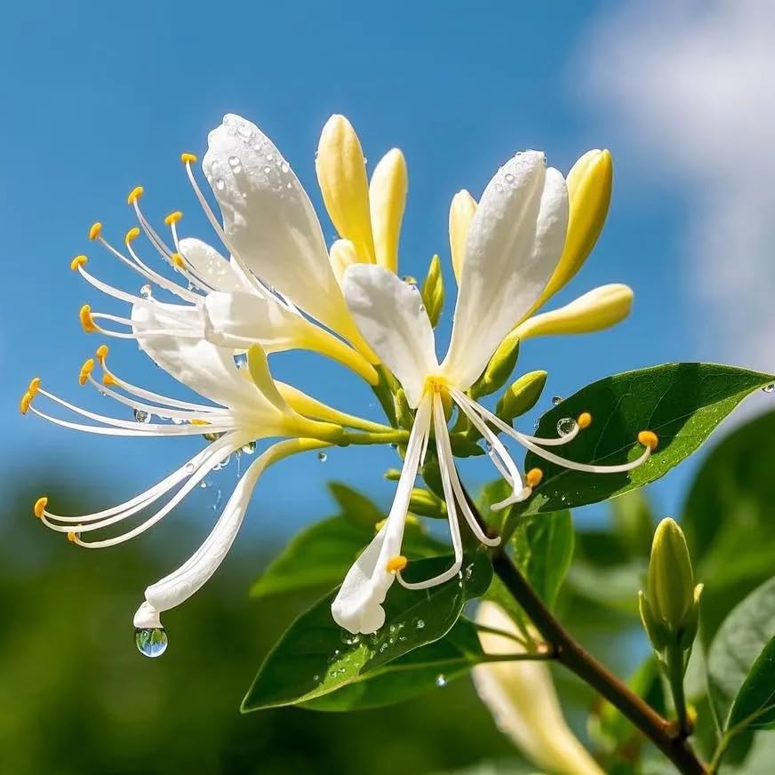 Mixrug Mix Climbing Honeysuckle seedling taking root in rich soil