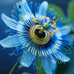 Mixrug passionflower multi-color bloom highlights vibrant colors for decorative garden accents.