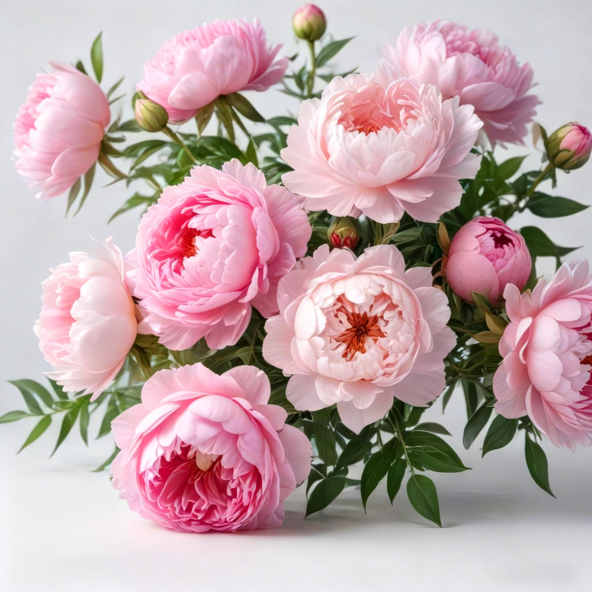 Mixrug peony on a windowsill with bright light and sun-loving blooms.