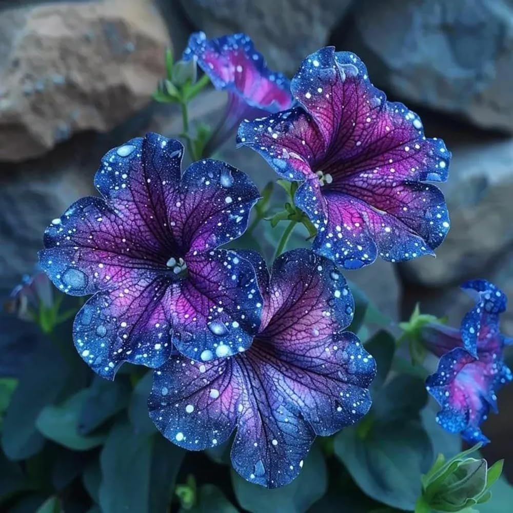 Mixrug petunia seeds ready for hanging baskets with trailing blooms