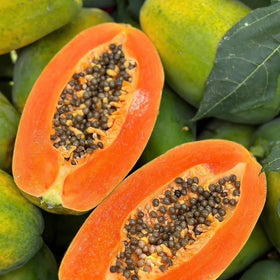 Mixrug papaya blossoms support pollinators while you nurture a vertical or ground garden.