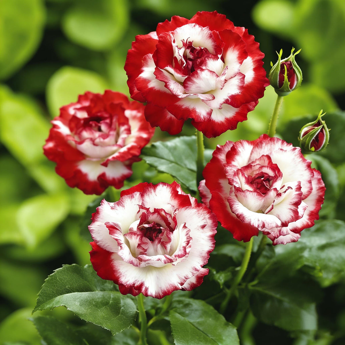 Mixrug rare twin red white rose buds signaling upcoming vibrant blooms
