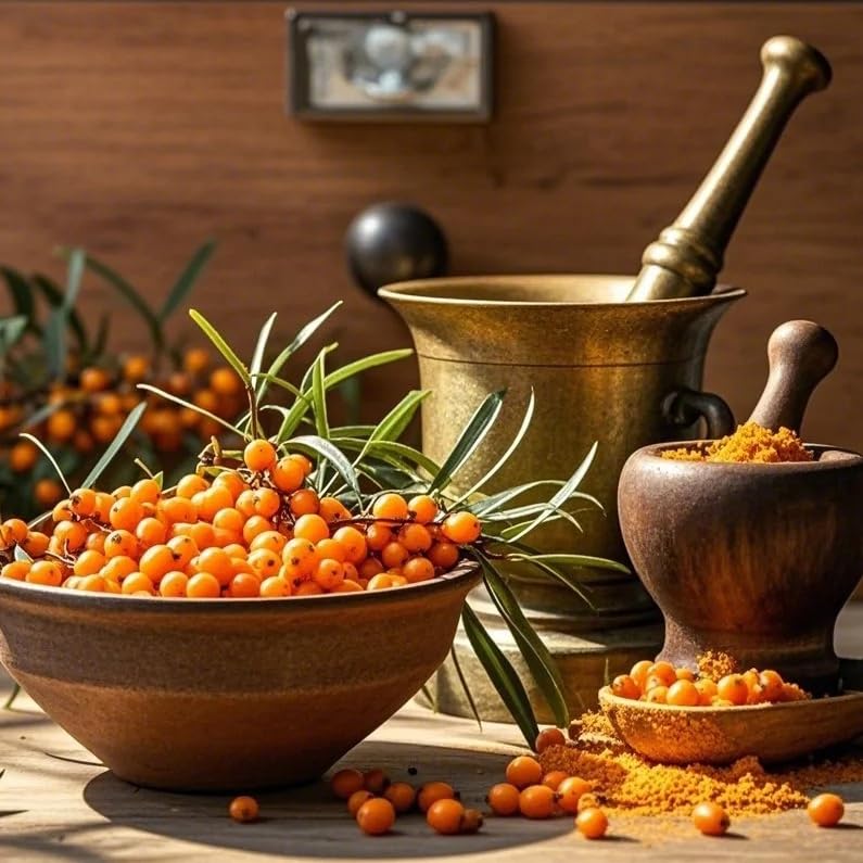 Mixrug sea buckthorn seeds in pot indoors transitioning outdoors for convenient cultivation