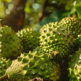 Mixrug soursop tree thriving outdoors in warm climates.