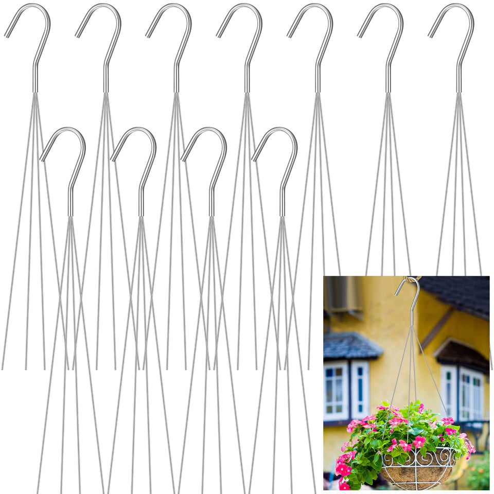 Mixweer 12-pcs wire plant hangers set ready for indoor or outdoor display.
