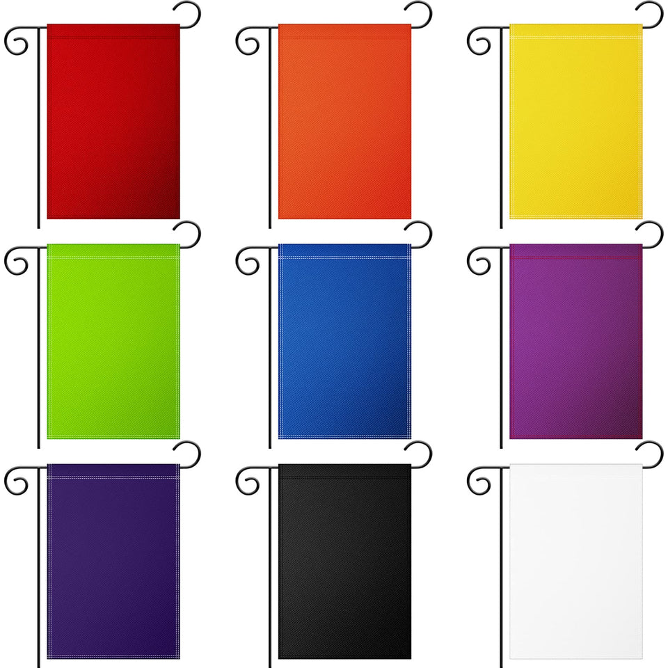 Mixweer 9-color garden flags on display for bright outdoor decor.
