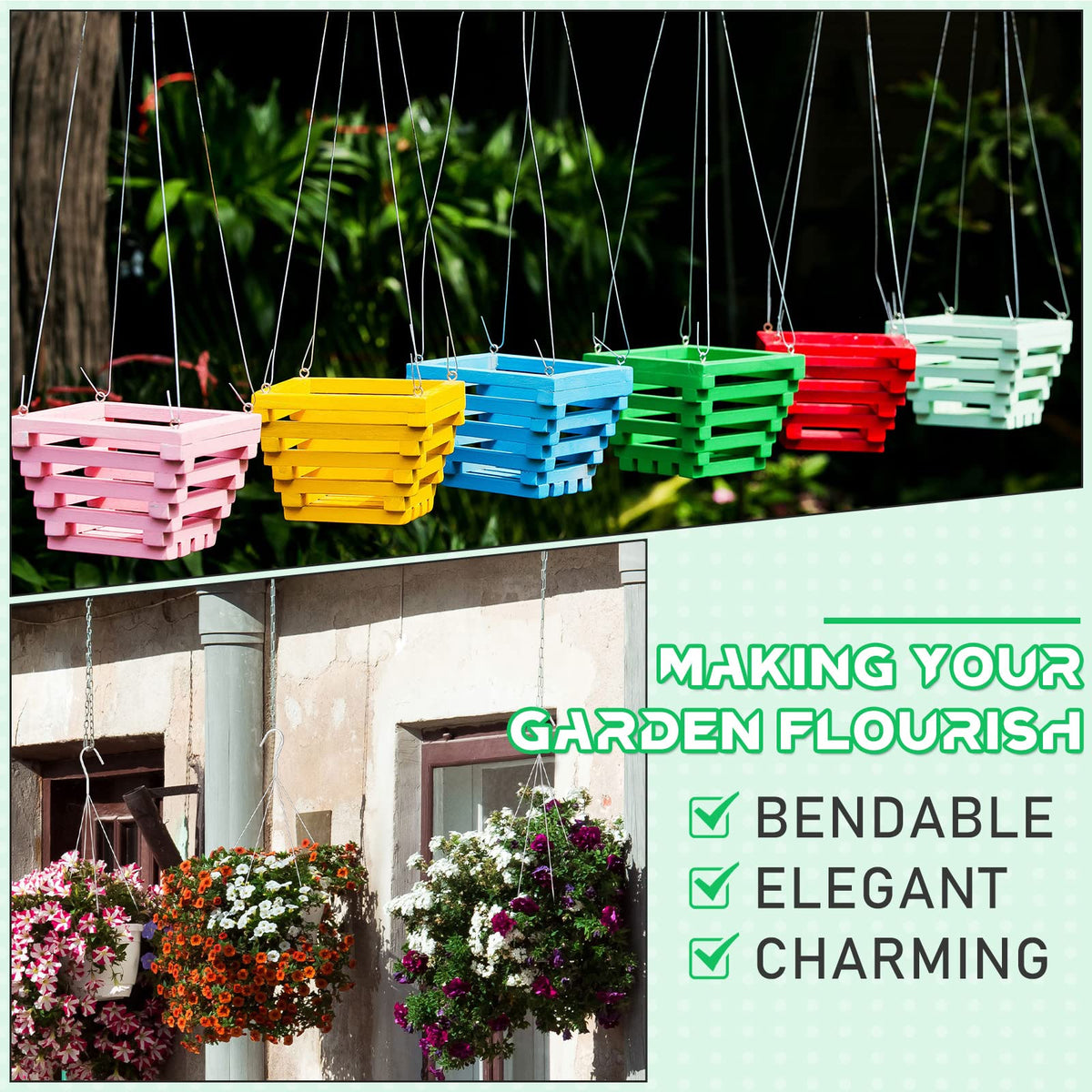 Mixweer indoor-outdoor plant hangers ideal for patios and greenhouses.