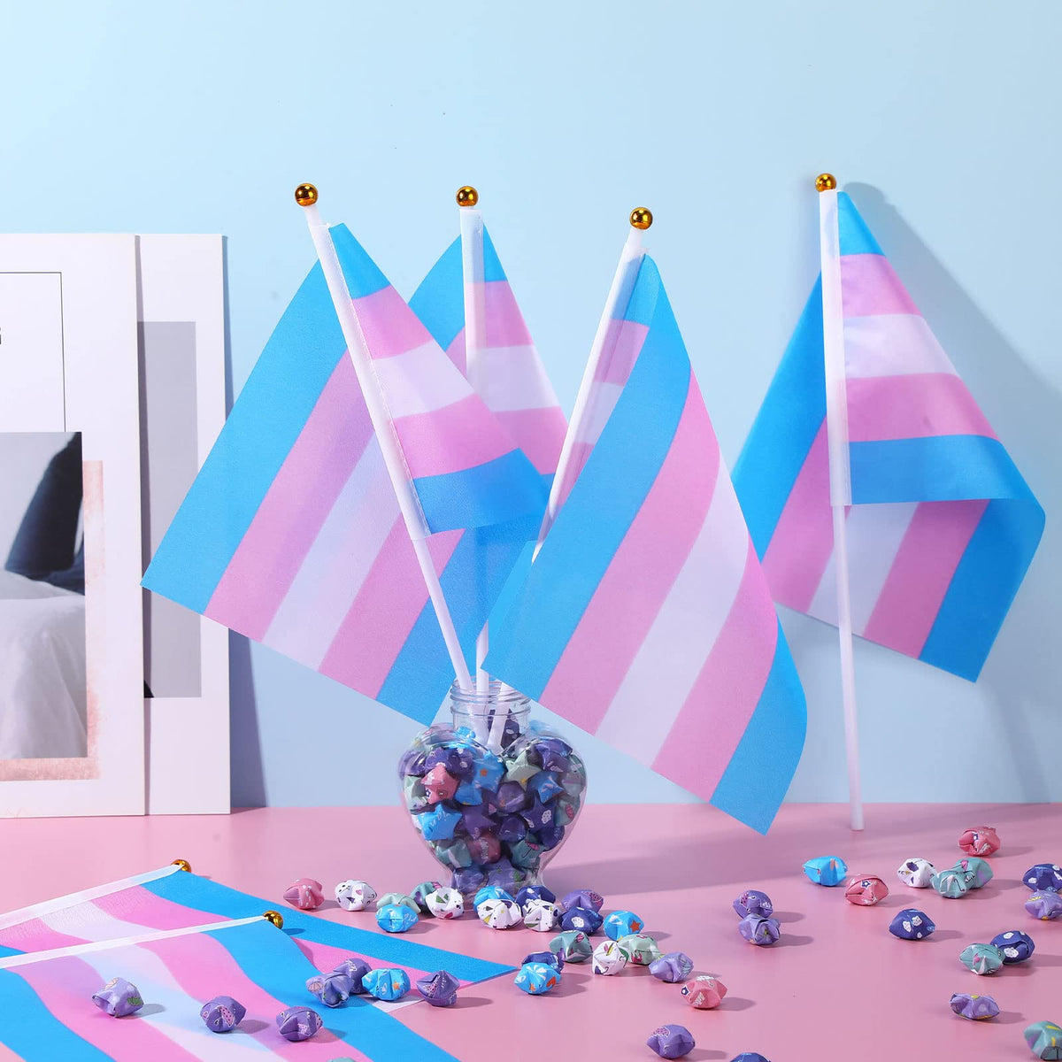 Mixweer transgender flag handheld for solidarity displays