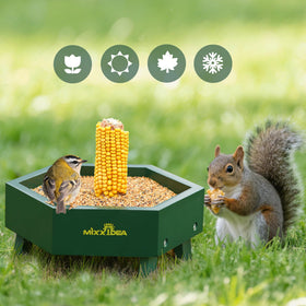 Attracts diverse birds and squirrels to your garden with a roomy tray.