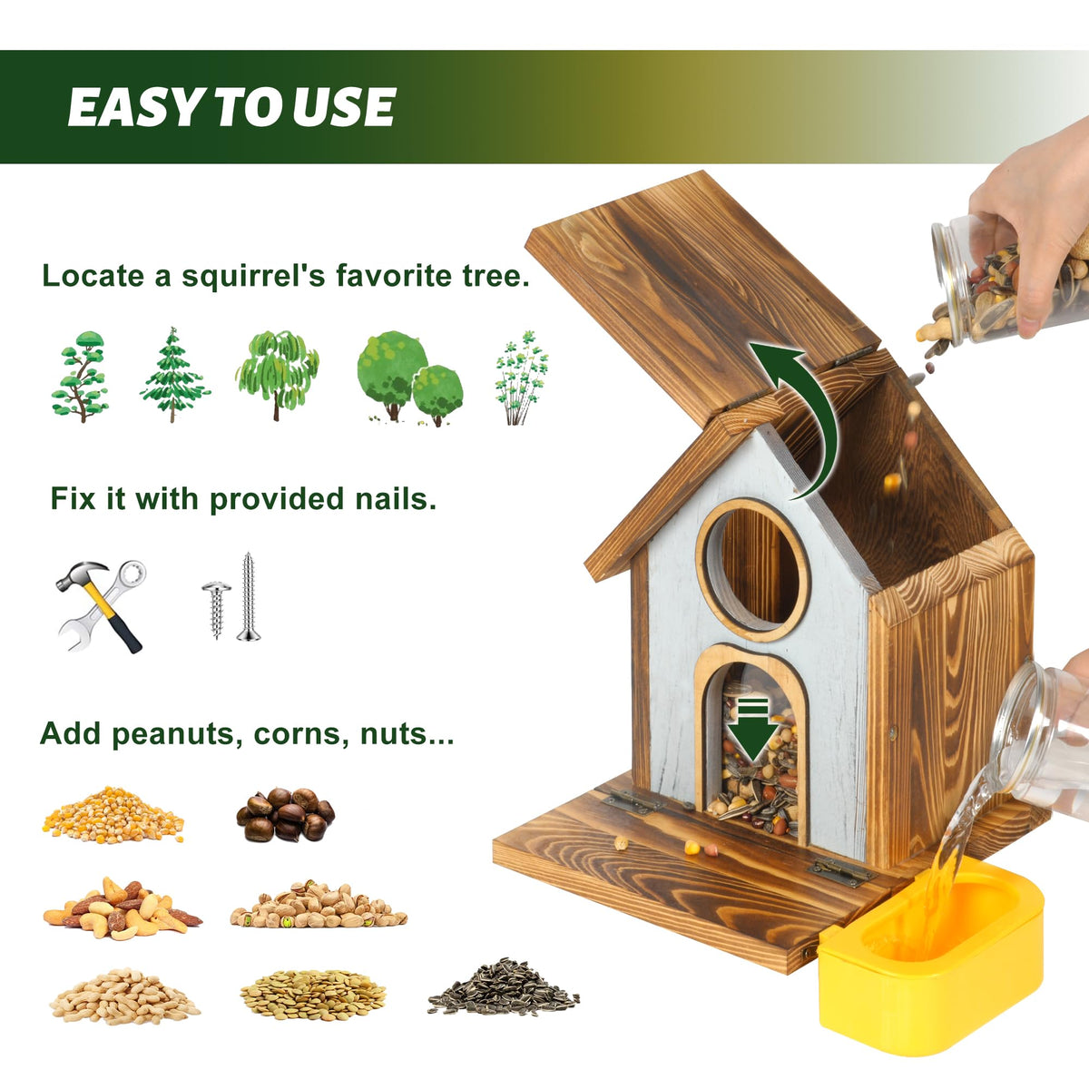 MIXXIDEA outdoor chipmunk feeder shows sturdy construction for long-lasting outdoor use.