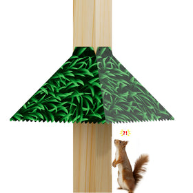 MIXXIDEA metal squirrel baffle on a bird feeder pole shields seeds from climbers.