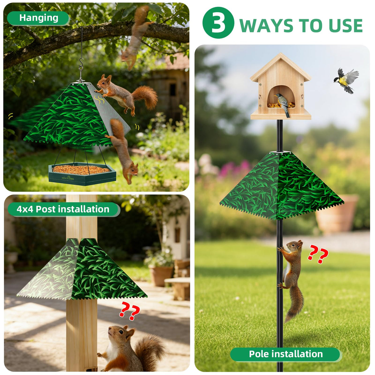 MIXXIDEA outdoor baffle provides durable, year-round feeder protection.