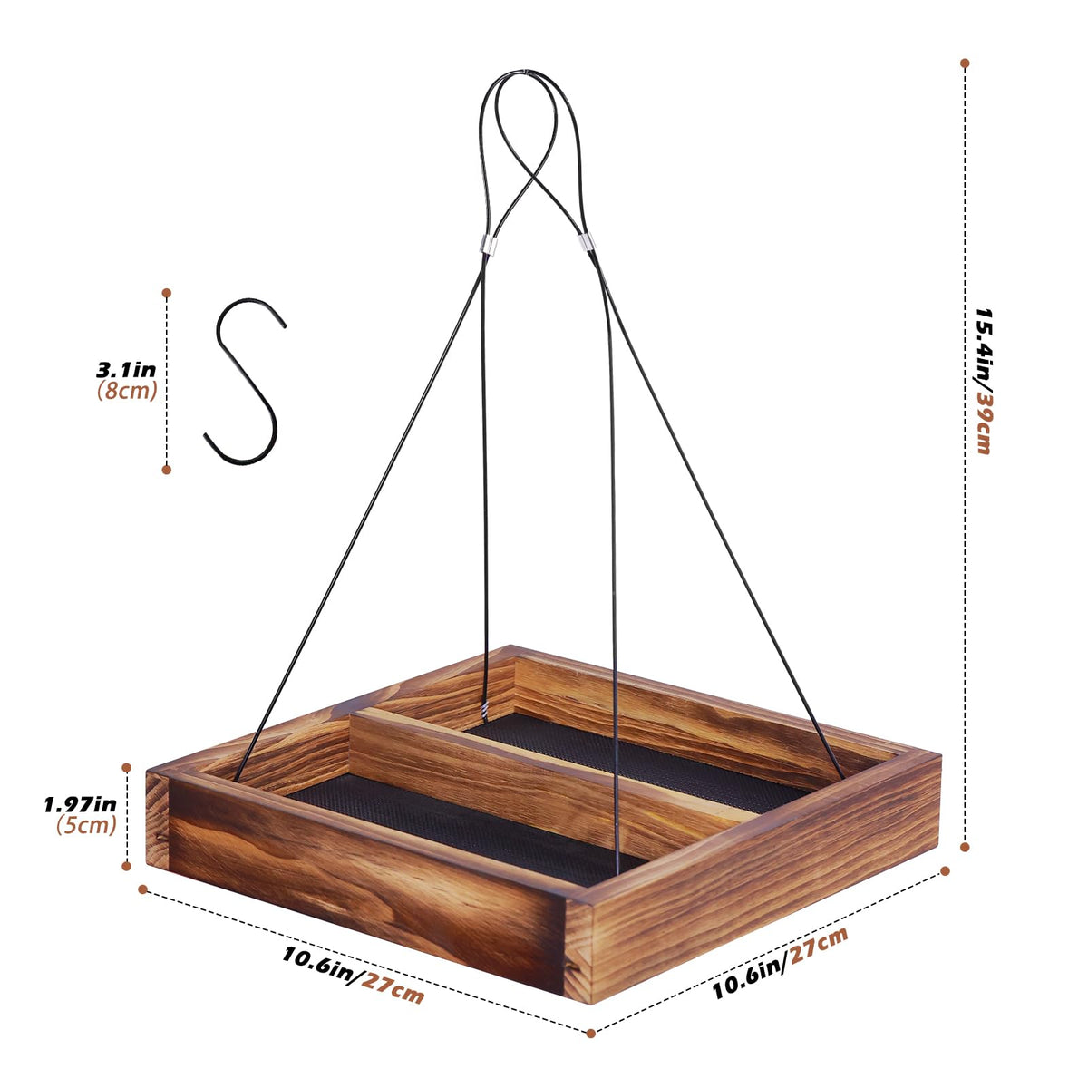 MIXXIDEA wooden platform feeder brown emphasizes natural wood charm for garden décor.