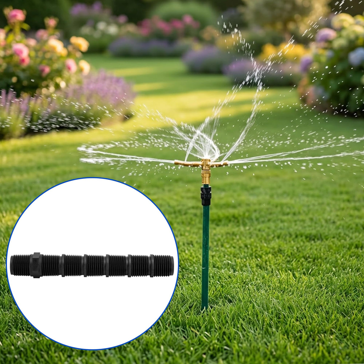 Mizelu cut-to-length risers enabling professional-fit irrigation joins.