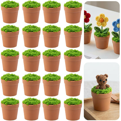 Mizelu mini pots knit-flower-display adds cozy desk decor for handmade blooms.