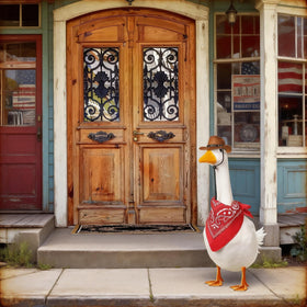 Mizlay durable fabric turns plain lawn geese into lively decor.