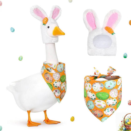 Mizlay Easter bunny porch goose outfit setup on 23/17-inch goose for festive curb appeal