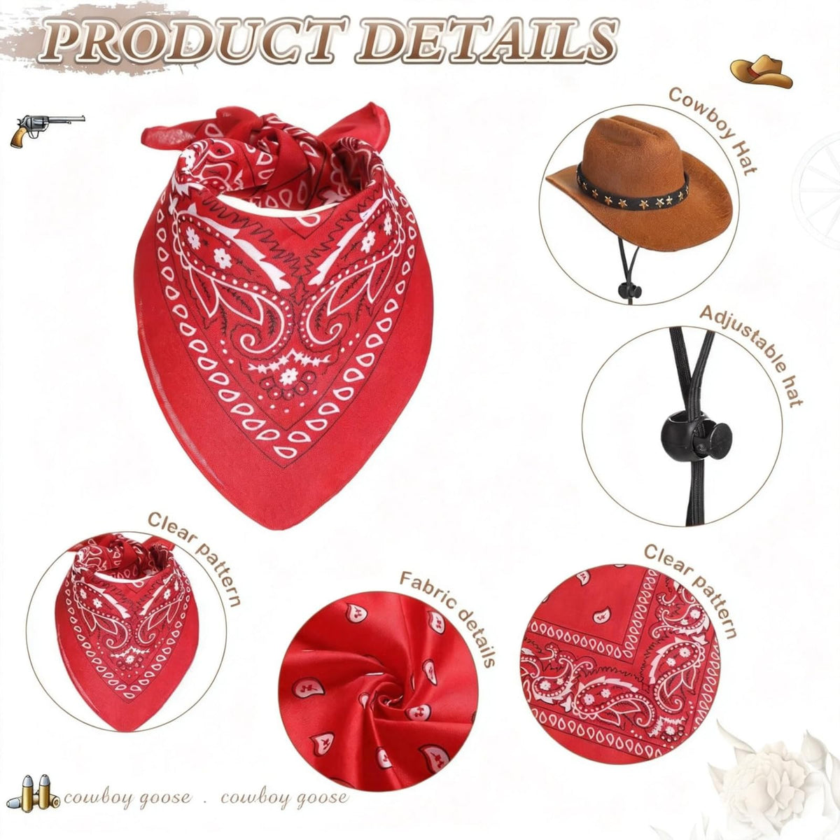 Mizlay red bandana and hat close-up highlighting outdoor-ready materials.