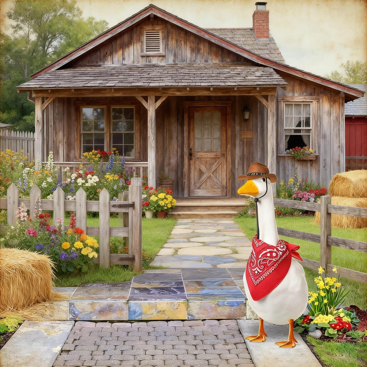 Mizlay complete outdoor goose outfit suitable for homes and storefronts.