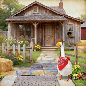 Mizlay complete outdoor goose outfit suitable for homes and storefronts.