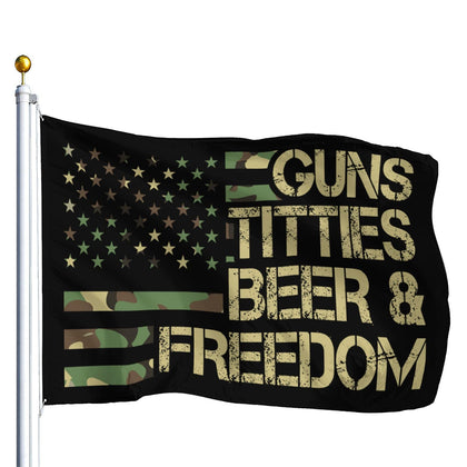 Mizraon funny guns beer flag 3x5 outdoor display for parties and man caves.