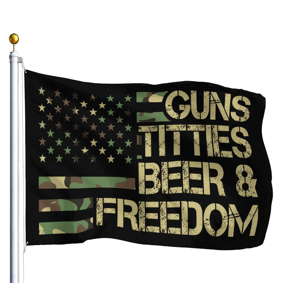 Mizraon funny guns beer flag 3x5 outdoor display for parties and man caves.