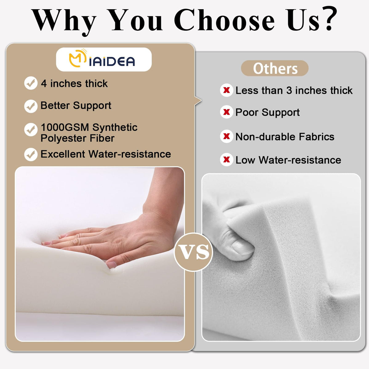 MJIAIDEA cushion being machine washed for easy care