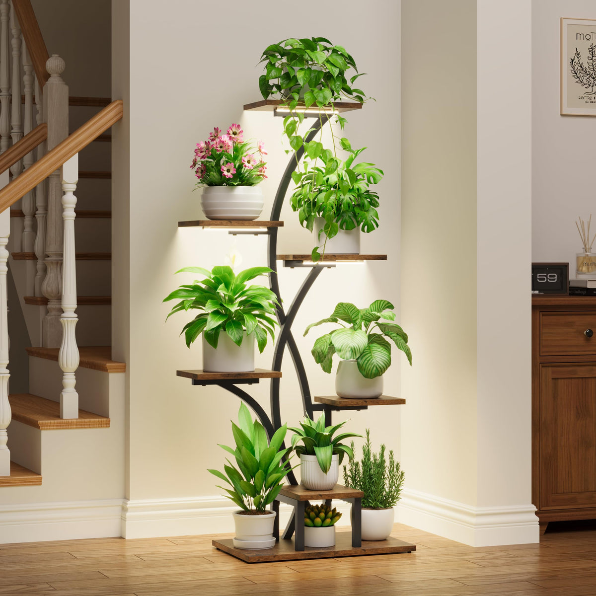 MJOMKN corner display fits living room for organized greenery