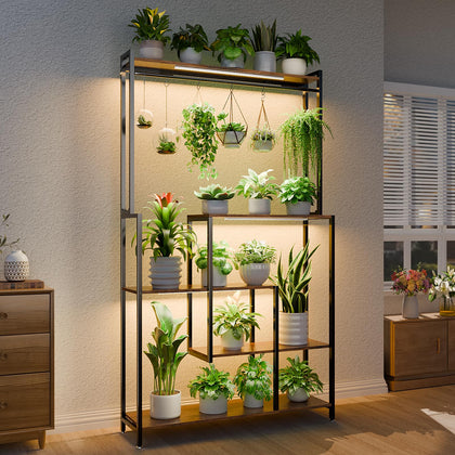 MJOMKN large plant stand grow-light front view, ideal for indoor herb and orchid displays.
