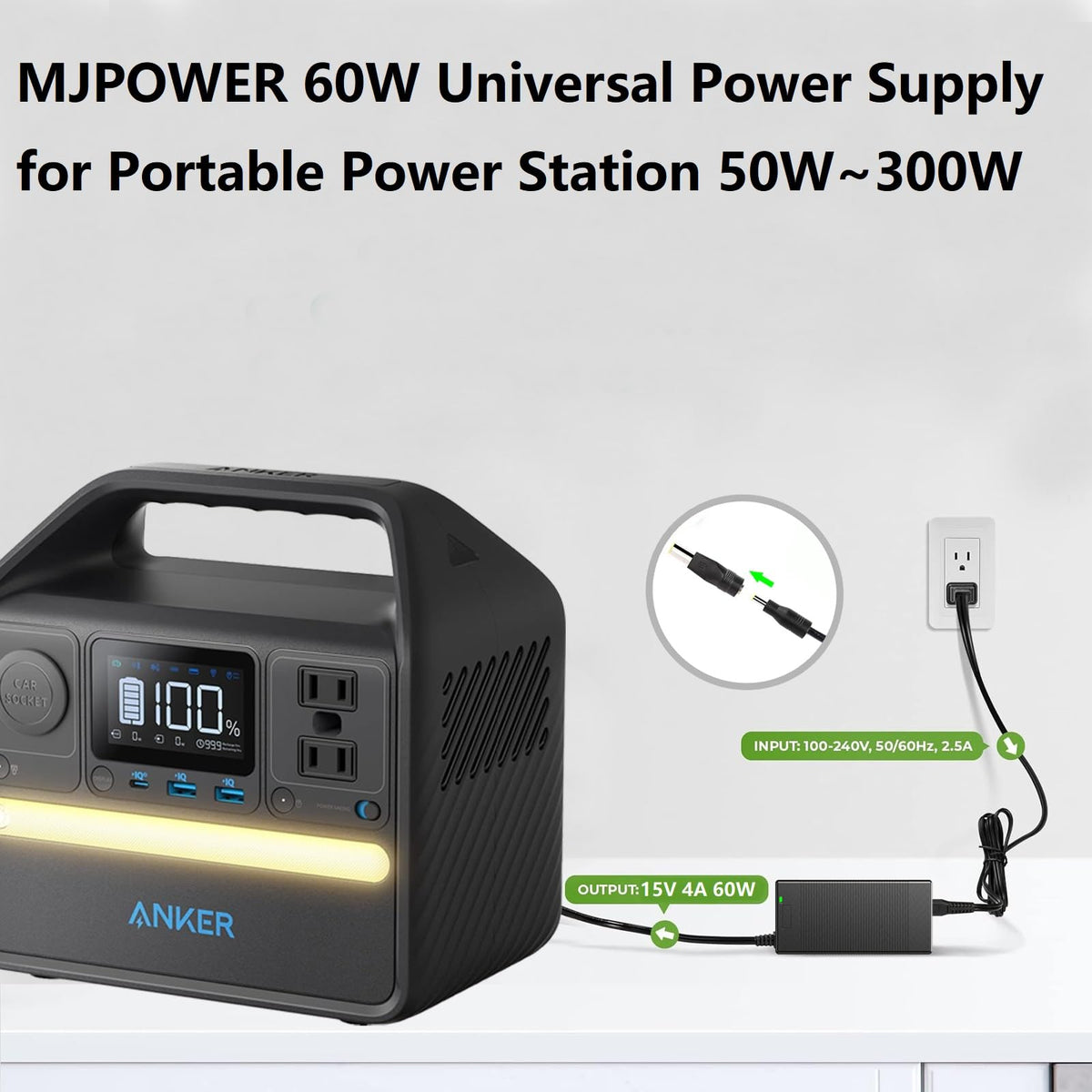 MJPOWER extended 3m cable for flexible outdoor charging setups
