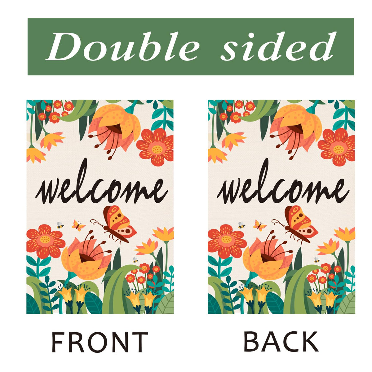 Mjqiandduo linen material floral flag offers durable outdoor decoration