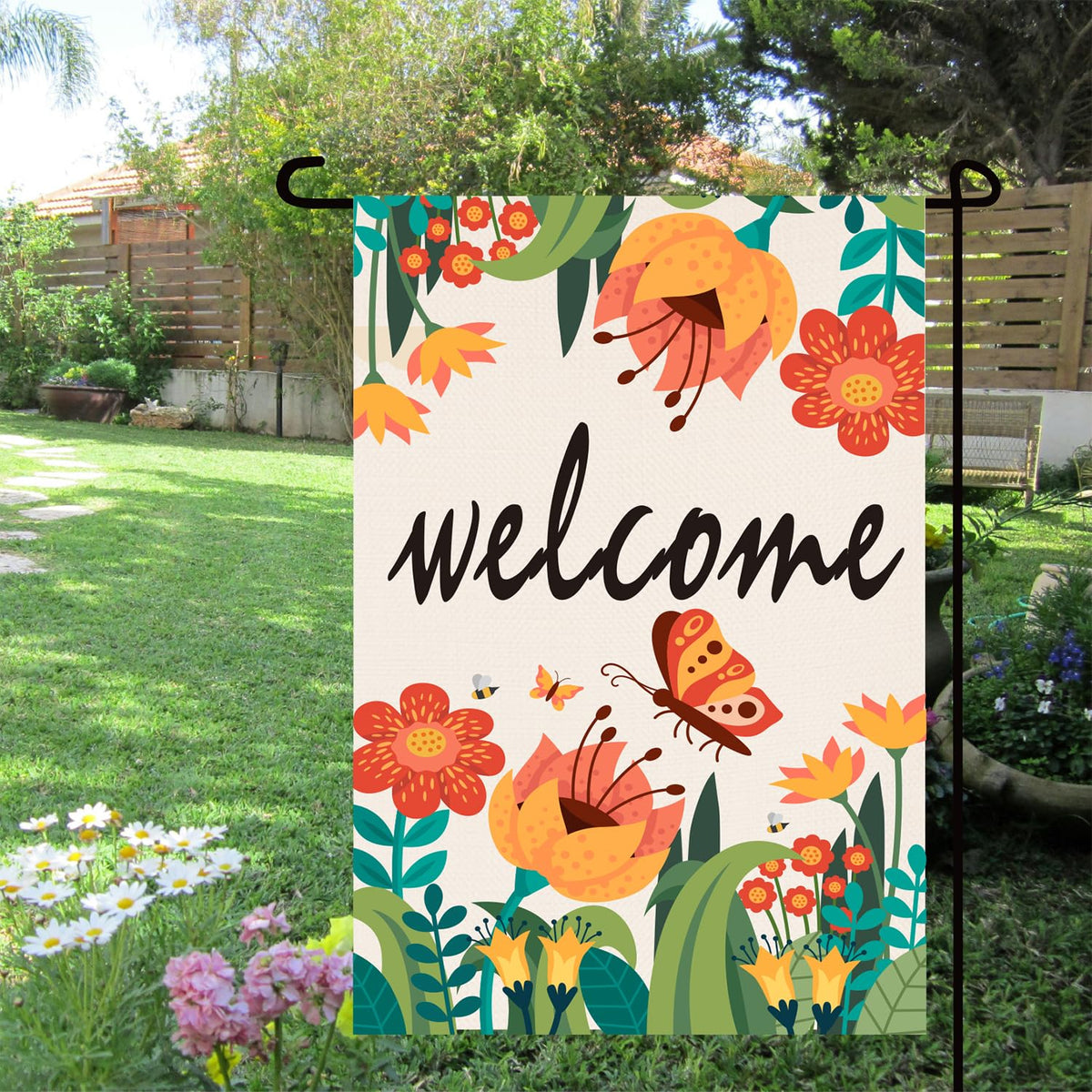 Mjqiandduo spring garden decor flag brightens outdoor spaces