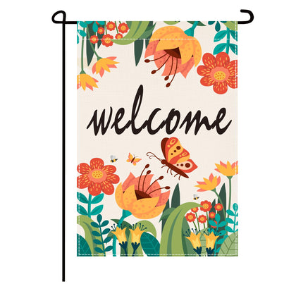 Mjqiandduo spring-summer floral welcome flag 12x18 adds seasonal charm outdoors