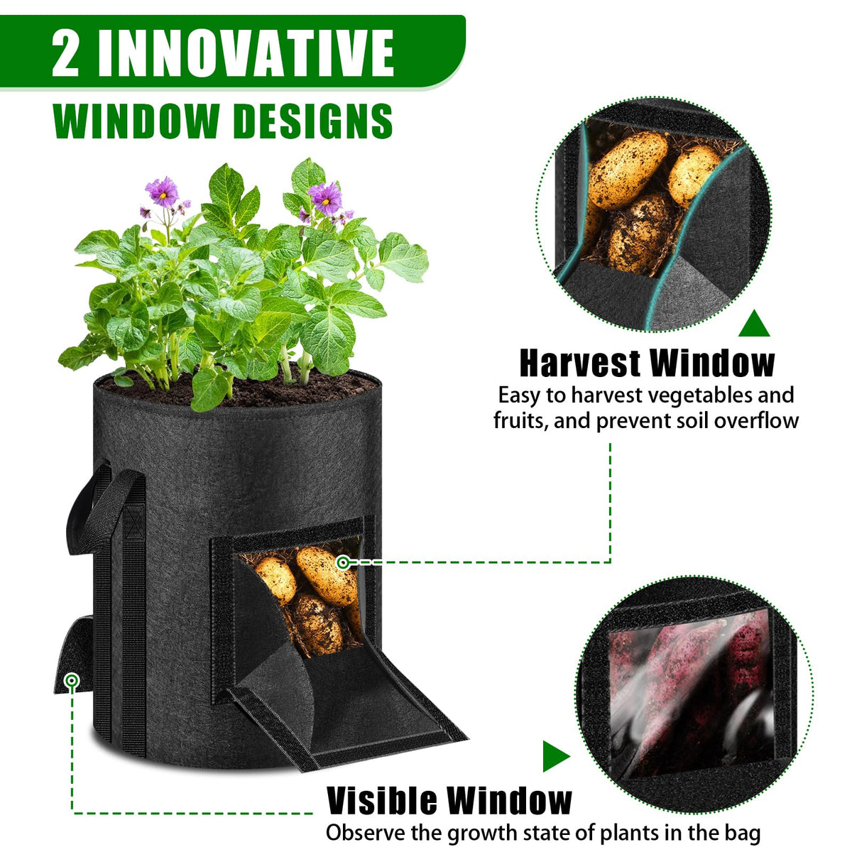 MJZ bag with long reinforced handle for easy movement even when filled.