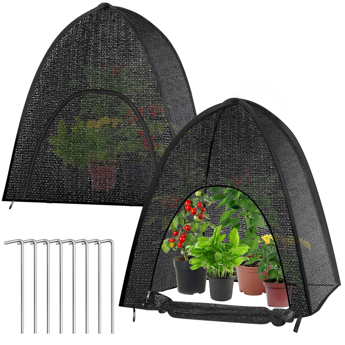 MJZ 2-pack plant shade tent assembled for outdoor garden protection.