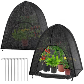 MJZ 2-pack plant shade tent assembled for outdoor garden protection.